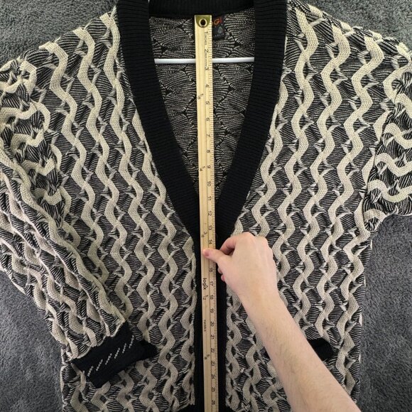 COOGI Australia Authentic Women Cardigan XL Pure Wool Ivory Black Buttons 3D - Picture 2 of 16